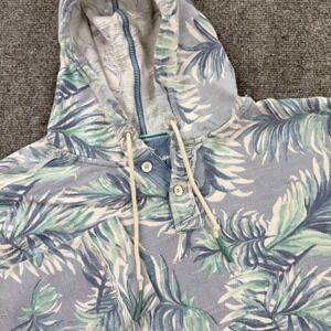 Tommy Bahama Vista Fronds Baja Henley Hoodie Sweatshirt XL Blue Hawaiian Men's